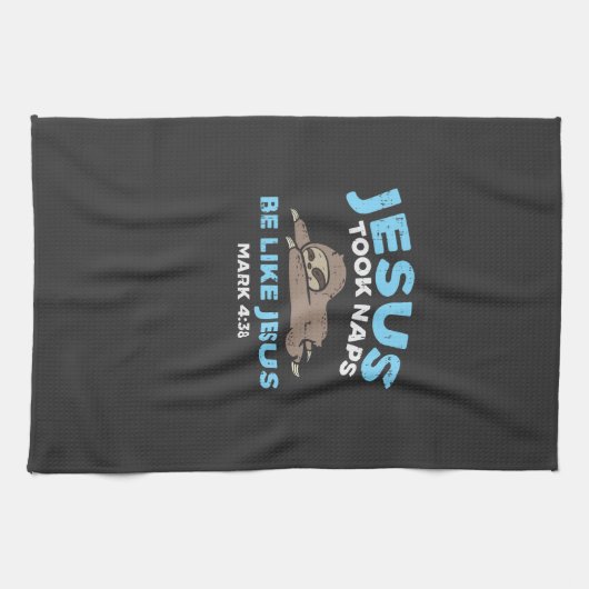 Jesus Took Naps Sloth Funny Bible Verse God Christ Geschirrtuch (Horizontal)