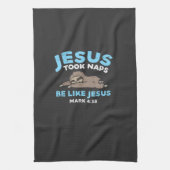 Jesus Took Naps Sloth Funny Bible Verse God Christ Geschirrtuch (Vertikal)