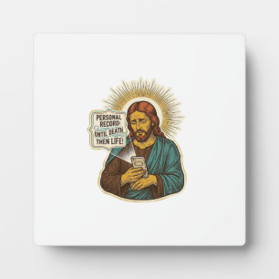 Jesus Tote Telefon Keine Musik Schweres Heben Gym Fotoplatte