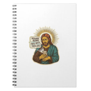 Jesus Tote Telefon Keine Musik Schweres Heben Gym Notizblock