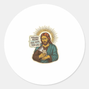 Jesus Tote Telefon Keine Musik Schweres Heben Gym Runder Aufkleber