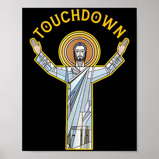 Jesus Touchdown Fun Christian Faith Saying Meme Ch Poster (Vorne)