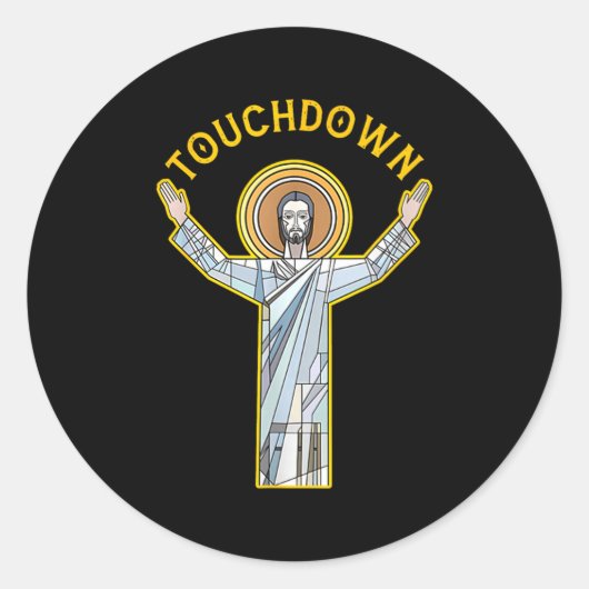 Jesus Touchdown Fun Christian Faith Saying Meme Ch Runder Aufkleber (Vorderseite)