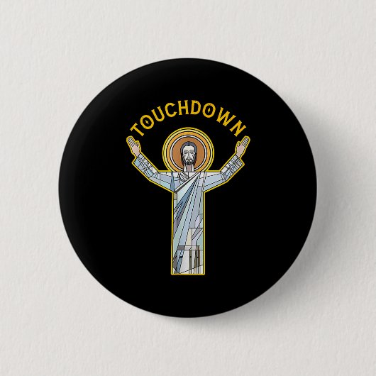 Jesus Touchdown Lustig Christlicher Glaube Sprüche Button (Vorderseite)