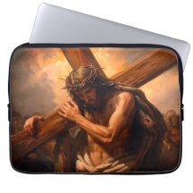 Jesus trägt das Kreuz Laptop-Hülle