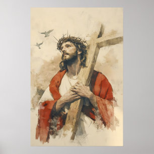 Jesus trägt das Kreuz Passion Christi Poster