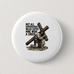 Jesus trägt das Kreuz Vintage Christlich Button