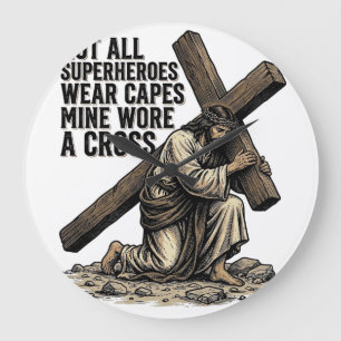 Jesus trägt das Kreuz Vintage Christlich Große Wanduhr
