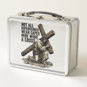Jesus trägt das Kreuz Vintage Christlich Metall Brotdose