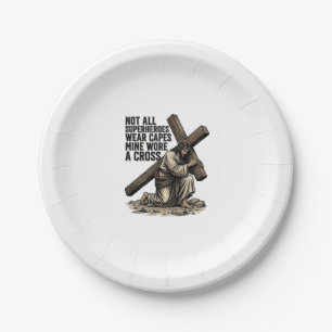 Jesus trägt das Kreuz Vintage Christlich Pappteller