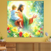 Jesus trägt ein Kinderbild 14 Leinwanddruck (Insitu (Wohnzimmer))
