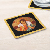 Jesus trägt ein verlorenes Lamm Rechteckiger Pappuntersetzer (angewinkelt)