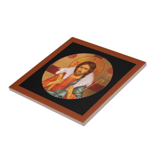 Jesus trägt verloren Lamm auf Schultern Fliese (Seite)