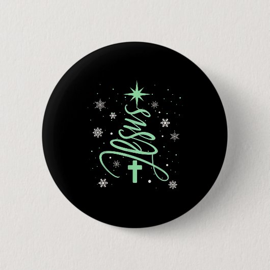 Jesus Tree Christian Christmas Faith Snowflakes Cr Button (Vorderseite)