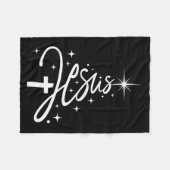 Jesus Tree Christian Christmas Faith Snowflakes Cr Fleecedecke (Vorderseite (Horizontal))