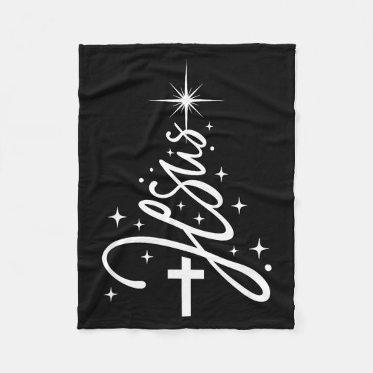 Jesus Tree Christian Christmas Faith Snowflakes Cr Fleecedecke (Vorderseite)