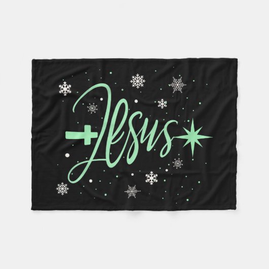 Jesus Tree Christian Christmas Faith Snowflakes Cr Fleecedecke (Vorderseite (Horizontal))