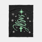 Jesus Tree Christian Christmas Faith Snowflakes Cr Fleecedecke (Vorderseite)