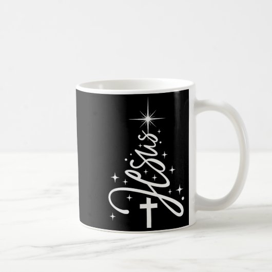 Jesus Tree Christian Christmas Faith Snowflakes Cr Kaffeetasse (Rechts)