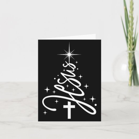Jesus Tree Christian Christmas Faith Snowflakes Cr Karte (Vorderseite)