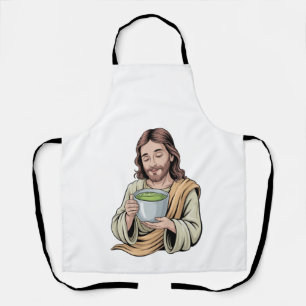 Jesus trinkt Matcha-Getränk Christlich  Schürze
