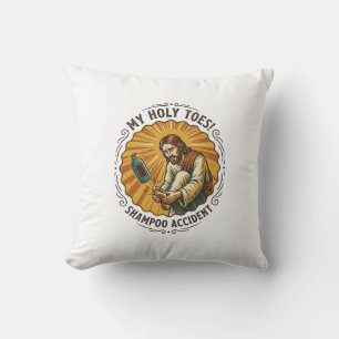 Jesus tropft Shampooflasche auf Fußdusche Schmerz  Kissen