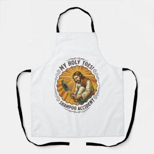 Jesus tropft Shampooflasche auf Fußdusche Schmerz  Schürze