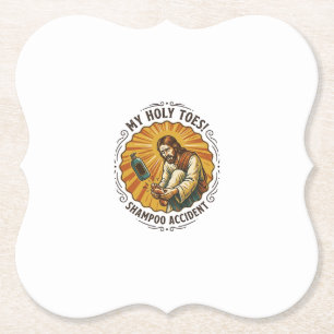 Jesus tropft Shampooflasche auf Fußdusche Schmerz Untersetzer