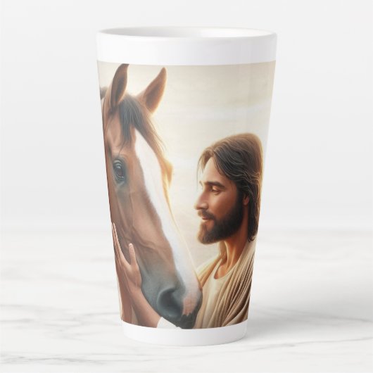 Jesus tröstet ein Pferd im Himmel Milchtasse (Vorderseite)