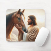 Jesus tröstet ein Pferd im Himmel Mousepad (Mit Mouse)