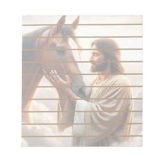 Jesus tröstet ein Pferd im Himmel Notizblock (Vorderseite)
