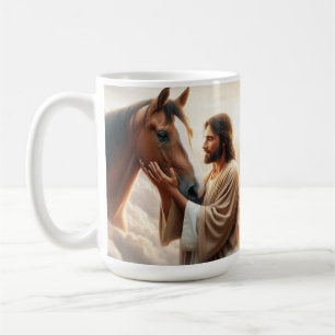 Jesus tröstet ein Pferd in der Tasse des Himmels