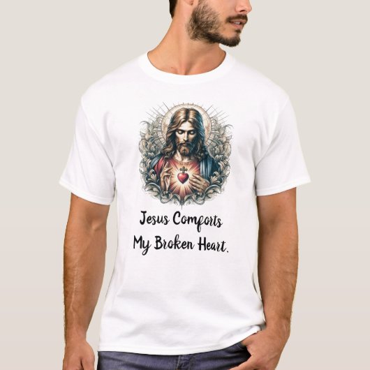 Jesus tröstet meinen gebrochenen Herzen Luxus-T -  T-Shirt (Vorderseite)