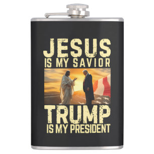 Jesus Trump - Jesus ist mein Herr Erlöser Flachmann