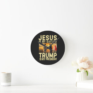 Jesus Trump - Jesus ist mein Herr Erlöser Runde Wanduhr