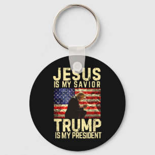 Jesus Trump T-Shirt - Jesus ist mein Lord Retter T Schlüsselanhänger