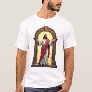 Jesus Tür Licht Vintage Gravur Shirt