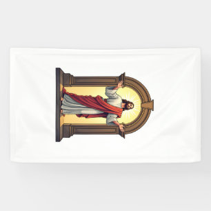 Jesus Tür Licht Vintage Gravur Shirt Banner