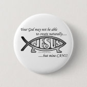 Jesus- u. Darwin-Fisch-Knopf/Button Button (Vorderseite)