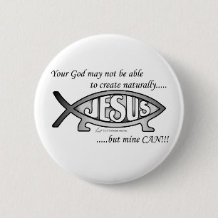 Jesus- u. Darwin-Fisch-Knopf/Button Button