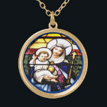 Jesus u. Königin der Himmels-Buntglas-Halskette Vergoldete Kette<br><div class="desc">Jesus u. Königin der Himmels-Buntglas-Fenster-Halskette</div>