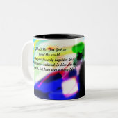 Jesus über Liebe Zweifarbige Tasse (Vorderseite Links)