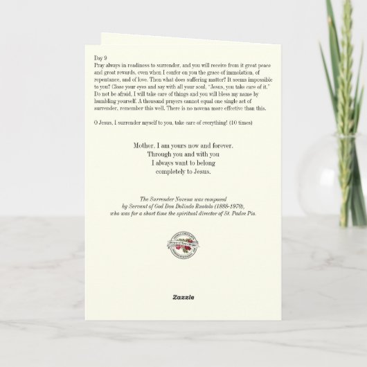 Jesus Übergabe Novena katholisches Gebet Karte (Rückseite)