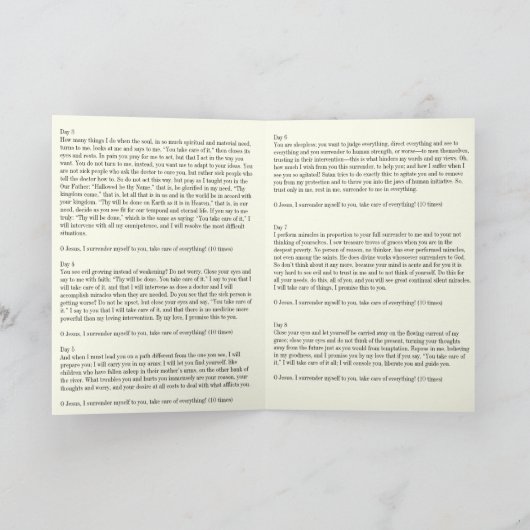 Jesus Übergabe Novena katholisches Gebet Karte (Innenseite)