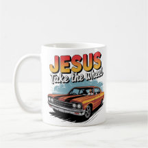 Jesus übernimmt das Steuer Vintage-Muscle-Car