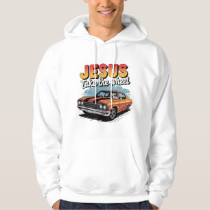Jesus übernimmt das Steuer Vintage-Muskelauto Hoodie