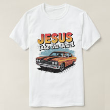Jesus übernimmt das Steuer Vintage-Muskelauto