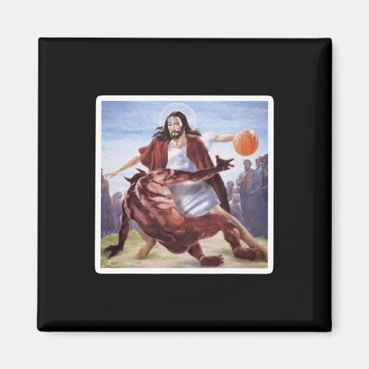 Jesus überquert den Satan Basketball Magnet (Vorne)