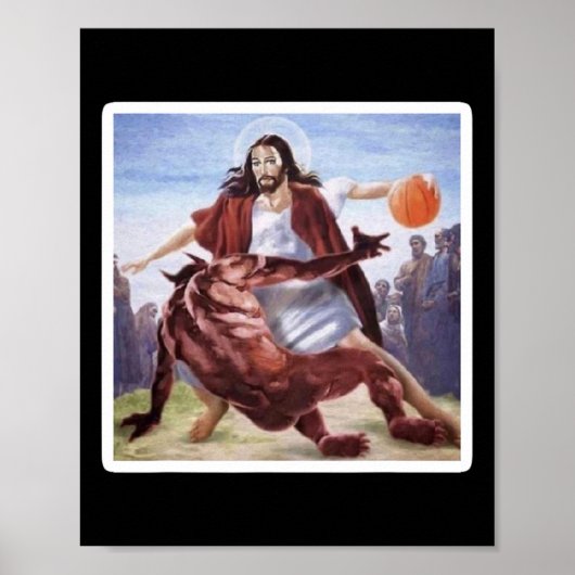 Jesus überquert den Satan Basketball Poster (Vorne)