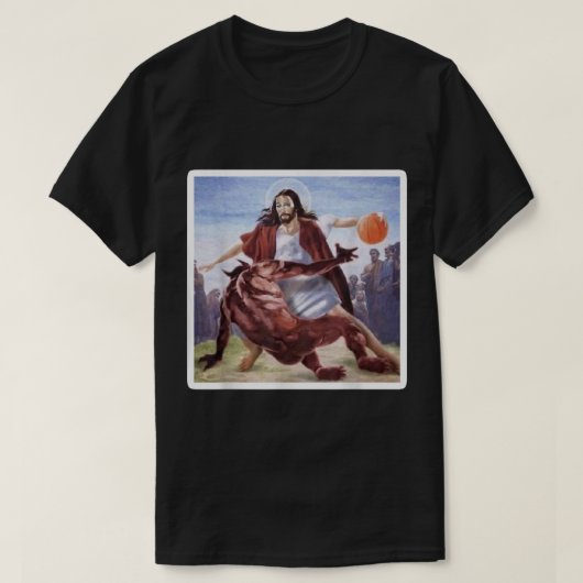 Jesus überquert den Satan Basketball T-Shirt (Design vorne)